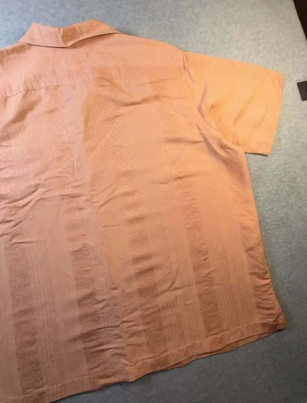 Caribbean Men's XL Peach Linen Blend Short Sleeve Button Up Shirt